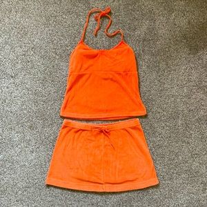 Express Halter Halter Skirt Set Orange